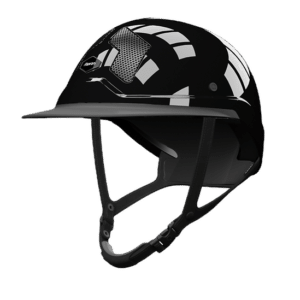 Casque d’équitation Armet en ABS choc, léger et robuste, avec ventilation bidirectionnelle, liner en mesh et alcantara, et visières interchangeables